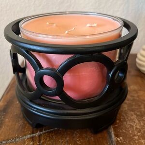 PartyLite layered 3-wick jar candle with holder